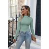 imageVICHYIE Womens Mock Neck Ribbed Long Sleeve Shirts Fall Slim Fitted TopsMoss