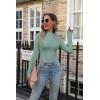 imageVICHYIE Womens Mock Neck Ribbed Long Sleeve Shirts Fall Slim Fitted TopsMoss