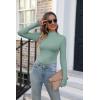 imageVICHYIE Womens Mock Neck Ribbed Long Sleeve Shirts Fall Slim Fitted TopsMoss