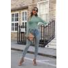imageVICHYIE Womens Mock Neck Ribbed Long Sleeve Shirts Fall Slim Fitted TopsMoss