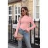 imageVICHYIE Womens Mock Neck Ribbed Long Sleeve Shirts Fall Slim Fitted TopsPink
