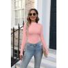 imageVICHYIE Womens Mock Neck Ribbed Long Sleeve Shirts Fall Slim Fitted TopsPink