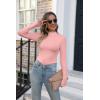 imageVICHYIE Womens Mock Neck Ribbed Long Sleeve Shirts Fall Slim Fitted TopsPink