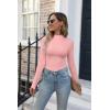 imageVICHYIE Womens Mock Neck Ribbed Long Sleeve Shirts Fall Slim Fitted TopsPink