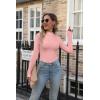 imageVICHYIE Womens Mock Neck Ribbed Long Sleeve Shirts Fall Slim Fitted TopsPink