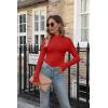 imageVICHYIE Womens Mock Neck Ribbed Long Sleeve Shirts Fall Slim Fitted TopsRed