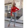 imageVICHYIE Womens Mock Neck Ribbed Long Sleeve Shirts Fall Slim Fitted TopsRed