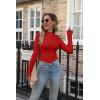 imageVICHYIE Womens Mock Neck Ribbed Long Sleeve Shirts Fall Slim Fitted TopsRed