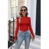 imageVICHYIE Womens Mock Neck Ribbed Long Sleeve Shirts Fall Slim Fitted TopsRed