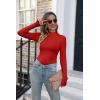imageVICHYIE Womens Mock Neck Ribbed Long Sleeve Shirts Fall Slim Fitted TopsRed