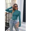 imageVICHYIE Womens Mock Neck Ribbed Long Sleeve Shirts Fall Slim Fitted TopsTeal