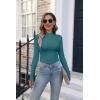 imageVICHYIE Womens Mock Neck Ribbed Long Sleeve Shirts Fall Slim Fitted TopsTeal