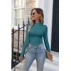 imageVICHYIE Womens Mock Neck Ribbed Long Sleeve Shirts Fall Slim Fitted TopsTeal