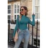 imageVICHYIE Womens Mock Neck Ribbed Long Sleeve Shirts Fall Slim Fitted TopsTeal