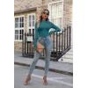 imageVICHYIE Womens Mock Neck Ribbed Long Sleeve Shirts Fall Slim Fitted TopsTeal