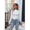imageVICHYIE Womens Mock Neck Ribbed Long Sleeve Shirts Fall Slim Fitted TopsWhite