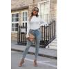 imageVICHYIE Womens Mock Neck Ribbed Long Sleeve Shirts Fall Slim Fitted TopsWhite