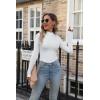 imageVICHYIE Womens Mock Neck Ribbed Long Sleeve Shirts Fall Slim Fitted TopsWhite