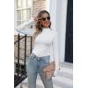 imageVICHYIE Womens Mock Neck Ribbed Long Sleeve Shirts Fall Slim Fitted TopsWhite
