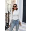 imageVICHYIE Womens Mock Neck Ribbed Long Sleeve Shirts Fall Slim Fitted TopsWhite
