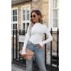 imageVICHYIE Womens Mock Neck Ribbed Long Sleeve Shirts Fall Slim Fitted TopsWhite