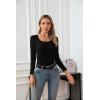 imageVICHYIE Womens Summer Short Sleeve Tops Square Neck Ribbed Slim Fitted Shirts Casual Tee TshirtLongblack