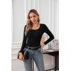 imageVICHYIE Womens Summer Short Sleeve Tops Square Neck Ribbed Slim Fitted Shirts Casual Tee TshirtLongblack