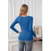 imageVICHYIE Womens Summer Short Sleeve Tops Square Neck Ribbed Slim Fitted Shirts Casual Tee TshirtLongblue