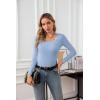 imageVICHYIE Womens Summer Short Sleeve Tops Square Neck Ribbed Slim Fitted Shirts Casual Tee TshirtLongblue Grey