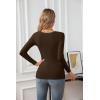 imageVICHYIE Womens Summer Short Sleeve Tops Square Neck Ribbed Slim Fitted Shirts Casual Tee TshirtLongcoffee