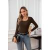imageVICHYIE Womens Summer Short Sleeve Tops Square Neck Ribbed Slim Fitted Shirts Casual Tee TshirtLongcoffee