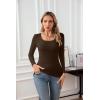 imageVICHYIE Womens Summer Short Sleeve Tops Square Neck Ribbed Slim Fitted Shirts Casual Tee TshirtLongcoffee