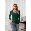 imageVICHYIE Womens Summer Short Sleeve Tops Square Neck Ribbed Slim Fitted Shirts Casual Tee TshirtLongdark Green