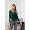 imageVICHYIE Womens Summer Short Sleeve Tops Square Neck Ribbed Slim Fitted Shirts Casual Tee TshirtLongdark Green