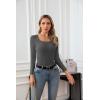 imageVICHYIE Womens Summer Short Sleeve Tops Square Neck Ribbed Slim Fitted Shirts Casual Tee TshirtLongdark Grey