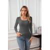 imageVICHYIE Womens Summer Short Sleeve Tops Square Neck Ribbed Slim Fitted Shirts Casual Tee TshirtLongdark Grey
