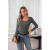 imageVICHYIE Womens Summer Short Sleeve Tops Square Neck Ribbed Slim Fitted Shirts Casual Tee TshirtLongdark Grey