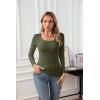 imageVICHYIE Womens Summer Short Sleeve Tops Square Neck Ribbed Slim Fitted Shirts Casual Tee TshirtLonggreen