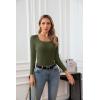 imageVICHYIE Womens Summer Short Sleeve Tops Square Neck Ribbed Slim Fitted Shirts Casual Tee TshirtLonggreen
