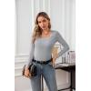 imageVICHYIE Womens Summer Short Sleeve Tops Square Neck Ribbed Slim Fitted Shirts Casual Tee TshirtLonggrey
