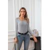 imageVICHYIE Womens Summer Short Sleeve Tops Square Neck Ribbed Slim Fitted Shirts Casual Tee TshirtLonggrey