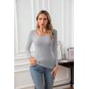 imageVICHYIE Womens Summer Short Sleeve Tops Square Neck Ribbed Slim Fitted Shirts Casual Tee TshirtLonggrey