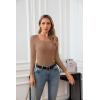 imageVICHYIE Womens Summer Short Sleeve Tops Square Neck Ribbed Slim Fitted Shirts Casual Tee TshirtLongkhaki