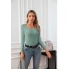 imageVICHYIE Womens Summer Short Sleeve Tops Square Neck Ribbed Slim Fitted Shirts Casual Tee TshirtLonglight Green