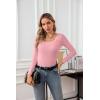 imageVICHYIE Womens Summer Short Sleeve Tops Square Neck Ribbed Slim Fitted Shirts Casual Tee TshirtLonglight Pink