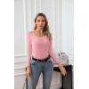 imageVICHYIE Womens Summer Short Sleeve Tops Square Neck Ribbed Slim Fitted Shirts Casual Tee TshirtLonglight Pink