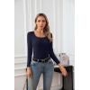 imageVICHYIE Womens Summer Short Sleeve Tops Square Neck Ribbed Slim Fitted Shirts Casual Tee TshirtLongnavy