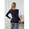 imageVICHYIE Womens Summer Short Sleeve Tops Square Neck Ribbed Slim Fitted Shirts Casual Tee TshirtLongnavy