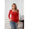 imageVICHYIE Womens Summer Short Sleeve Tops Square Neck Ribbed Slim Fitted Shirts Casual Tee TshirtLongred
