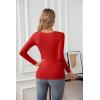 imageVICHYIE Womens Summer Short Sleeve Tops Square Neck Ribbed Slim Fitted Shirts Casual Tee TshirtLongred
